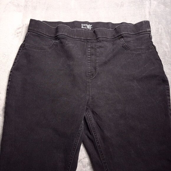Terra & Sky Pull On Skinny Ankle Jeans 1X Black High Rise Stretch - Picture 5 of 8